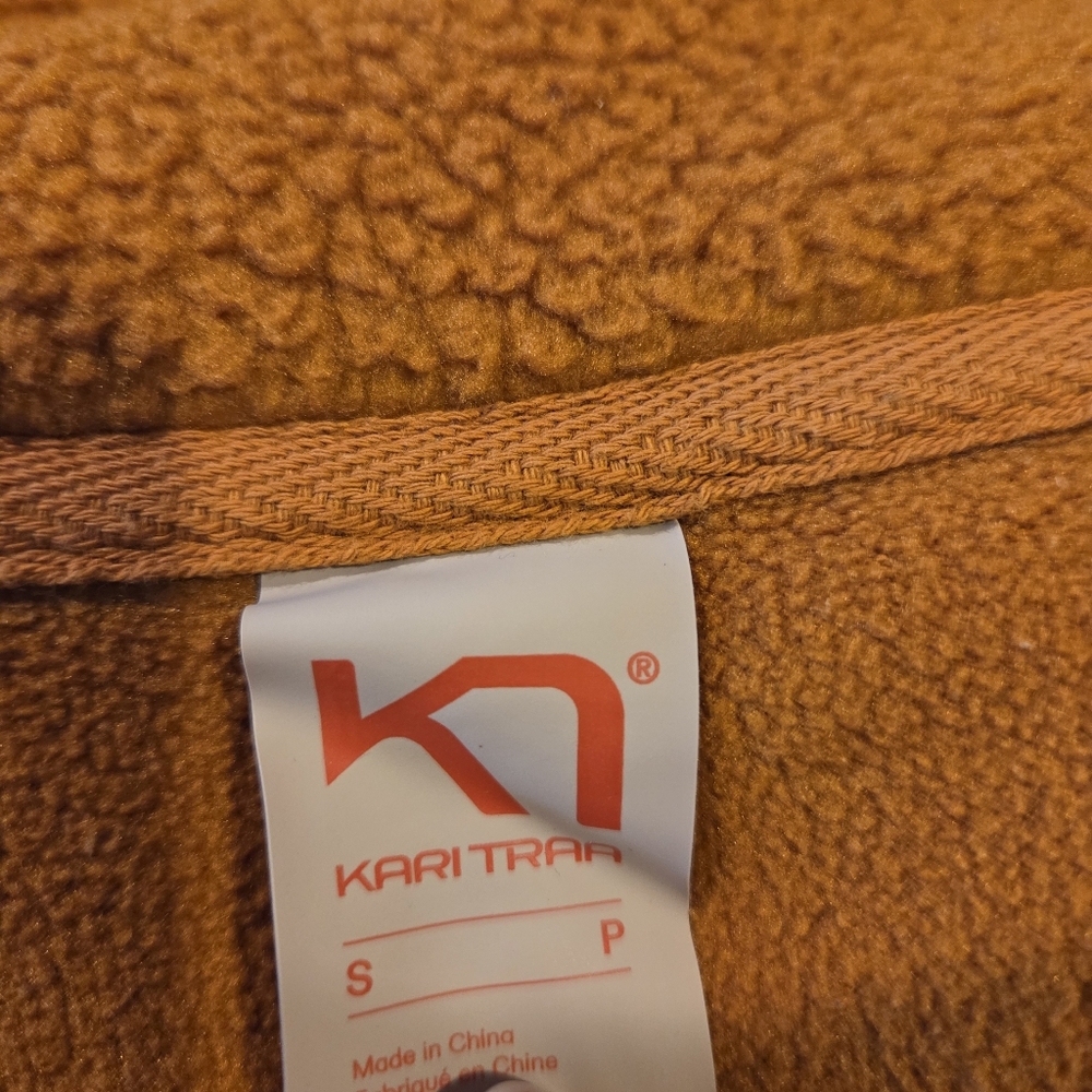 Kari Traa Fleece Sweater Athletic Jacket Full Zip Womens Small Burnt Orange Blue - Picture 9 of 9